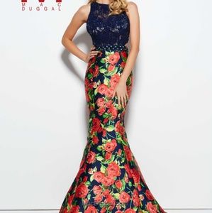 Mac Duggal Floral Dress #65576M (midnight/multi)